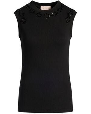 Circus Hotel Sequin-Embellished Ribbed Top - Black