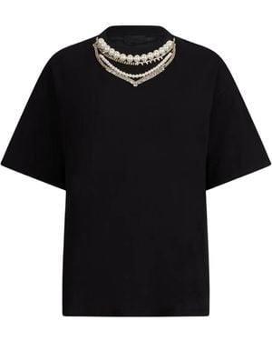 Liu Jo T-Shirt Met Kralenhals - Zwart