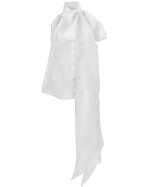 Carolina Herrera リボン オーガンザブラウス - ホワイト