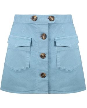 RED Valentino Button-Front Cargo Mini Skort - Blue