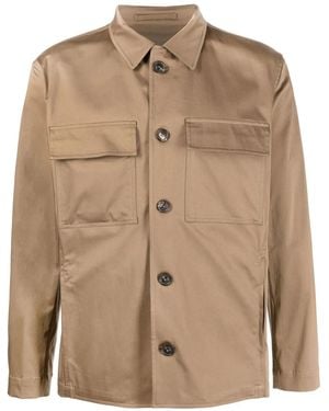 Lardini Long-Sleeve Stretch-Cotton Shirt - Brown