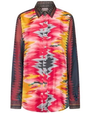 Pierre Louis Mascia Aloe Geometric-Print Silk Shirt - Pink
