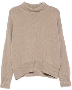 Aragona Turtleneck Ribbed-Trim Jumper - Natural