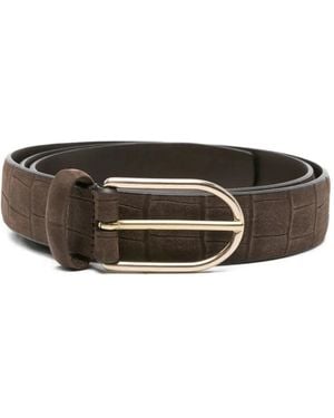 Dell'Oglio Crocodile-Effect Belt - Grey