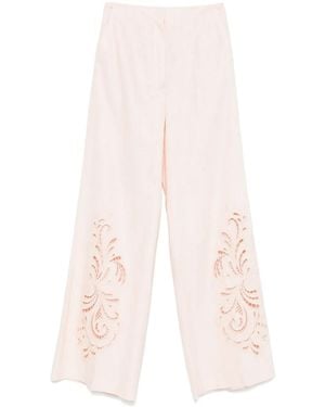 Twinset Floral-Embroidered Trousers - Pink