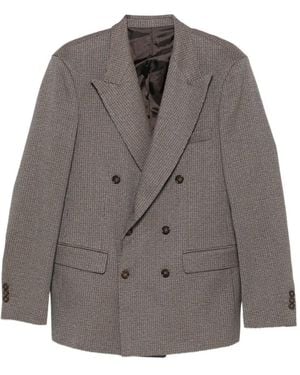 MARSĒM Double-Breasted Check-Pattern Suit - Grey