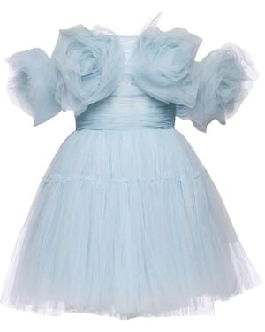Ana Radu Tulle Off-Shoulder Dress - Blue