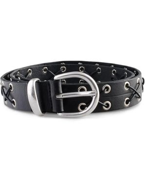 MOLEBO Ceinture En Cuir À Détails D'Œillets - Black