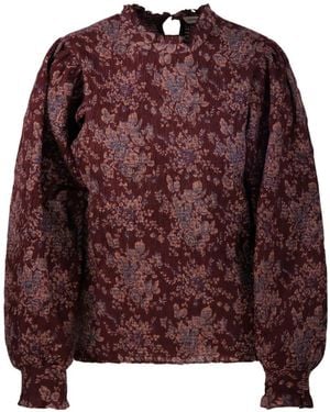 Antik Batik Floral-Print Smocked Blouse - Red