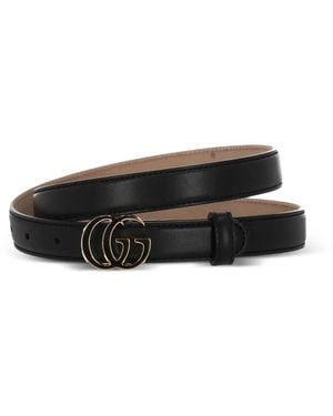 Gucci Gg Marmont Thin Belt - Black