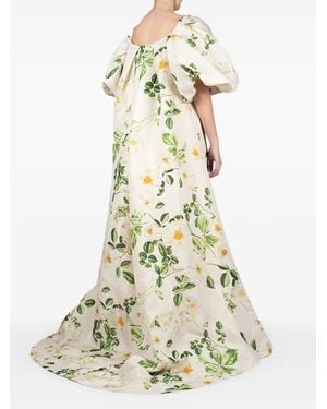 Monique Lhuillier Cape En Soie À Fleurs - Blanc
