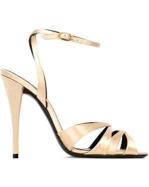 Saint Laurent 110 Mm Strappy Heeled Sandals - Metallic