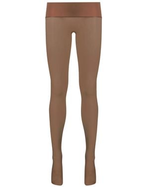 Maison Close Logo-Intarsia Semi-Sheer Tights - Brown
