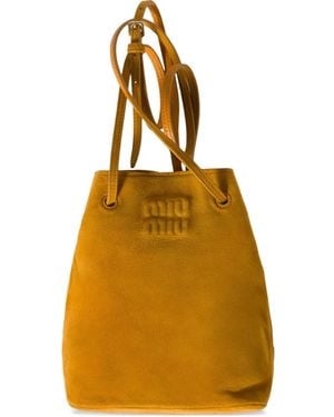 Miu Miu Suede Pouch Shoulder Bag - Yellow