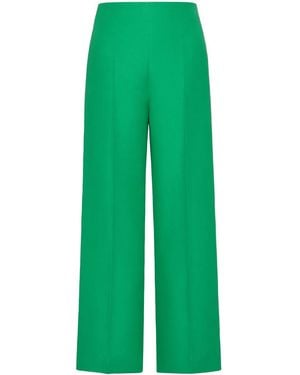 Valentino Garavani Wide-Leg Wool-Silk Pants - Green