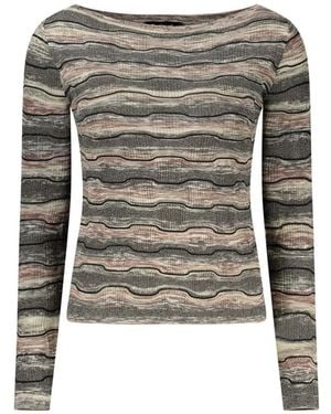 Desigual Wavy-Knit Boat-Neck Sweater - Grey