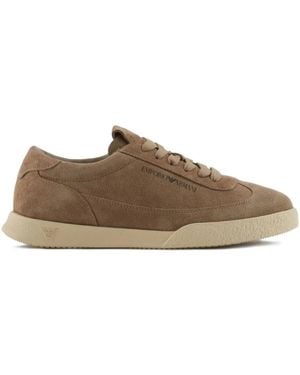 Emporio Armani Suède Sneakers - Bruin