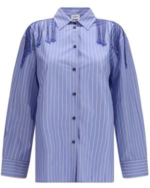 ANDAMANE Miley Beaded-Fringed Shirt - Blue