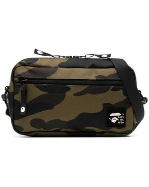 A Bathing Ape Mini Camouflage Print Messenger Bag - Black