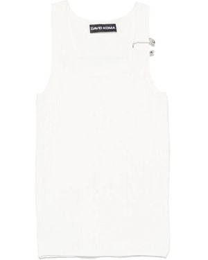 David Koma Crystal-Embellished Tank Top - White