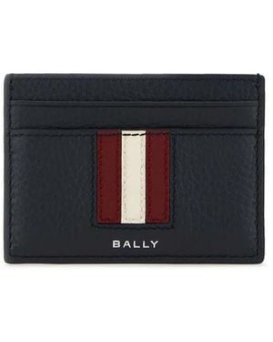 Bally Leather Embossed Logo Card Case - Black