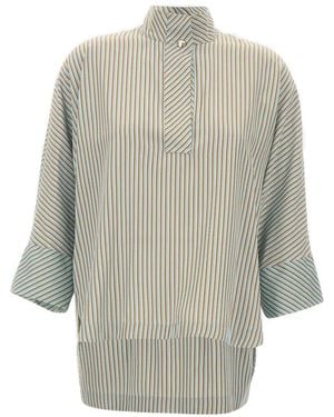 Elena Miro Striped-Pattern Blouse - Grey