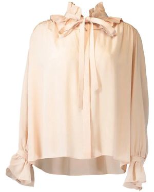 Chloé Blusa De Seda De Crepé Con Volantes - Neutro