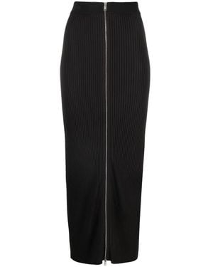 Nanushka Meika Ribbed-Knit Midi Skirt - Black