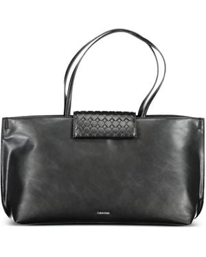 Calvin Klein Woven-Detail Tote Bag - Black
