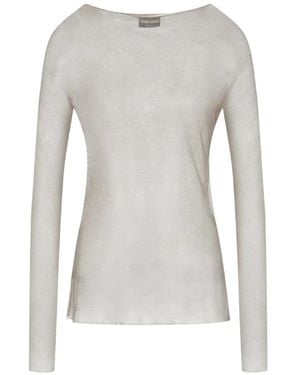 Giorgio Armani Long-Sleeve Mesh Top - Grey