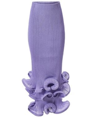 Carolina Herrera Pencil Skirt With Ruffled Hem - Purple