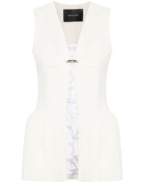 Mugler Corseted Pierced Vest - White