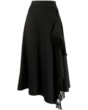 Y's Yohji Yamamoto Drape Detail Flared Skirt - Black