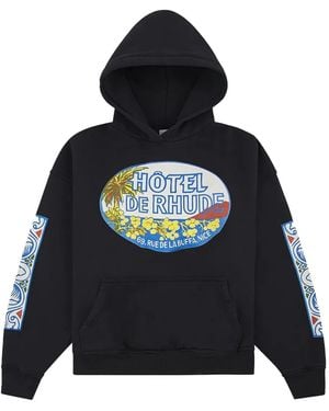 Rhude Hotel Hoodie mit grafischem Print - Blau