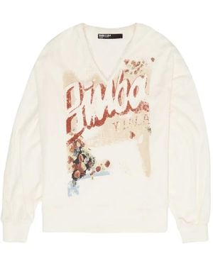 Bimba Y Lola Toweling V-Neck Sweatshirt - White