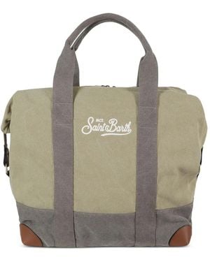 MC2 Saint Barth Logo-Embroidered Canvas Travel Bag - Grey