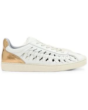 AllSaints Zapatillas De Piel Con Panel Metalizado Y Detalle Tejido - Blanco