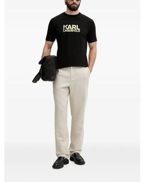 KARL LAGERFELD Logo-Print Cotton T-Shirt - Black