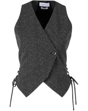 McQueen Lace-Up Asymmetric Vest Top - Black