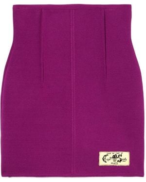 PUCCI Embroidered-Logo Knit Skirt - Purple