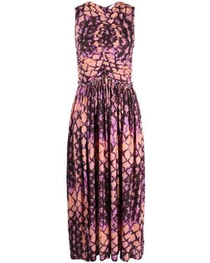 Ulla Johnson Sascha Ruched Midi Dress - Red