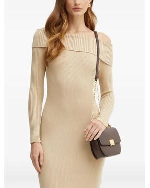 Guess Ribbed Off-Shoulder Mini Dress - Natural