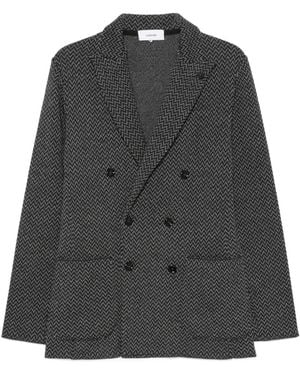 Lardini Chevron Double-Breasted Jacket - Grey
