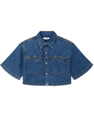 RE/DONE Short-Sleeve Pocket Crop Shirt - Blue