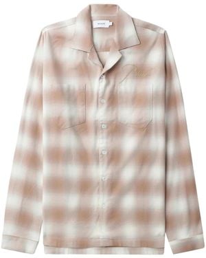 Rhude Logo-Embroidered Check-Print Shirt - Natural