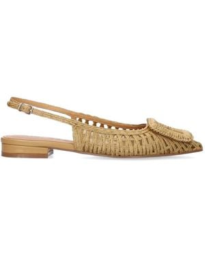 Bibi Lou Woven Buckle-Detail Ballet Flats - Natural