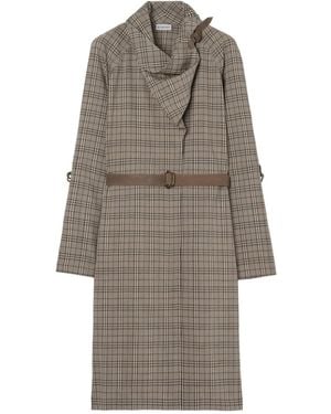 Burberry Scarf-Collar Checked Mini Dress - Grey