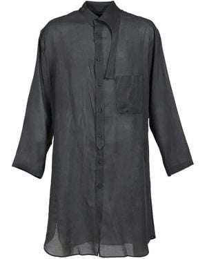 Yohji Yamamoto Chemise Longue À Col Asymétrique - Grey