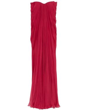 McQueen Draped Maxi Dress - Red