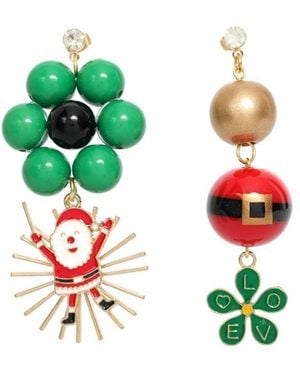 Amir Slama Christmas-Motifs Asymmetric Earrings - Green